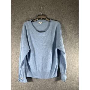 SOH‎ Sweater Women L Blue Long Sleeve Pearl Detail Cashmere Blend Quiet Luxury